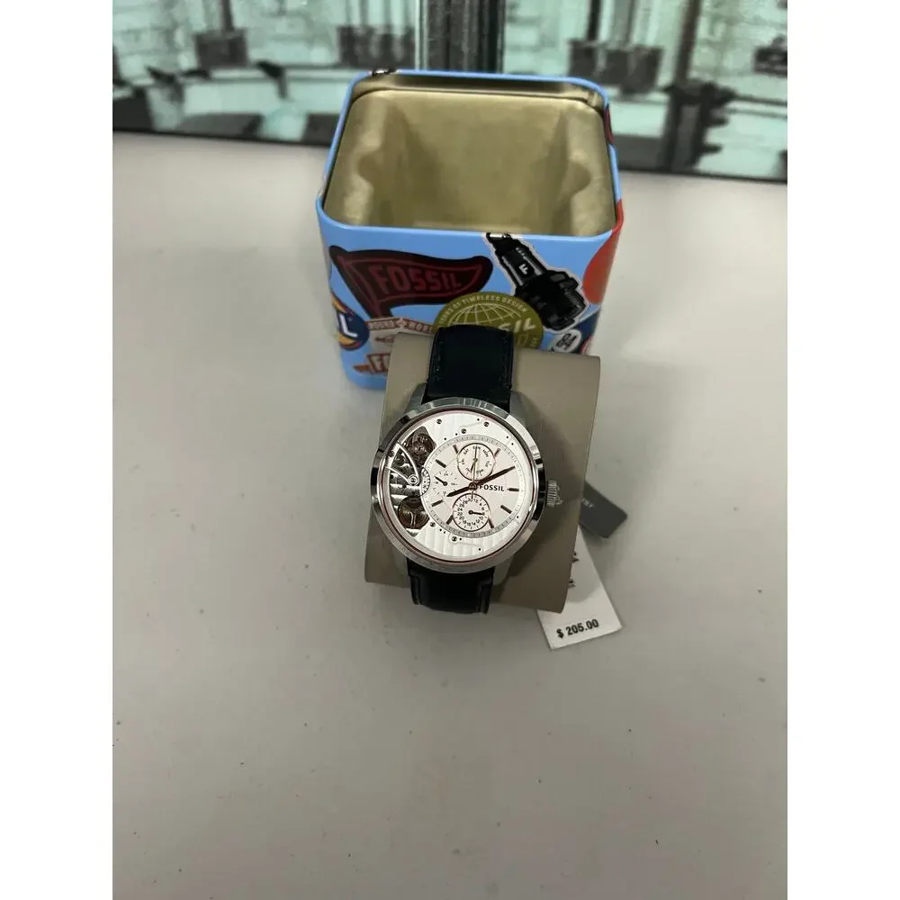 Fossil ME1164 Townsman Twist Multi Watch White Dial Black Leather Strap